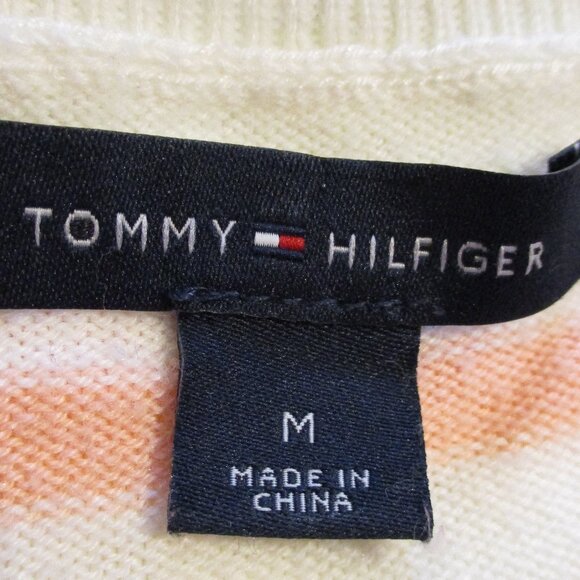 Tommy Hilfiger Woman Medium White Blue Orange Stripe Long Sleeve Sweater - Picture 5 of 6